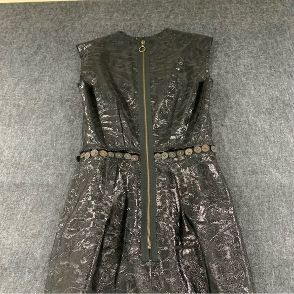 $2700 LANVIN Black Woven Crew Neck A-Line Black Dress Paris France100%silk 38 - Picture 10 of 12